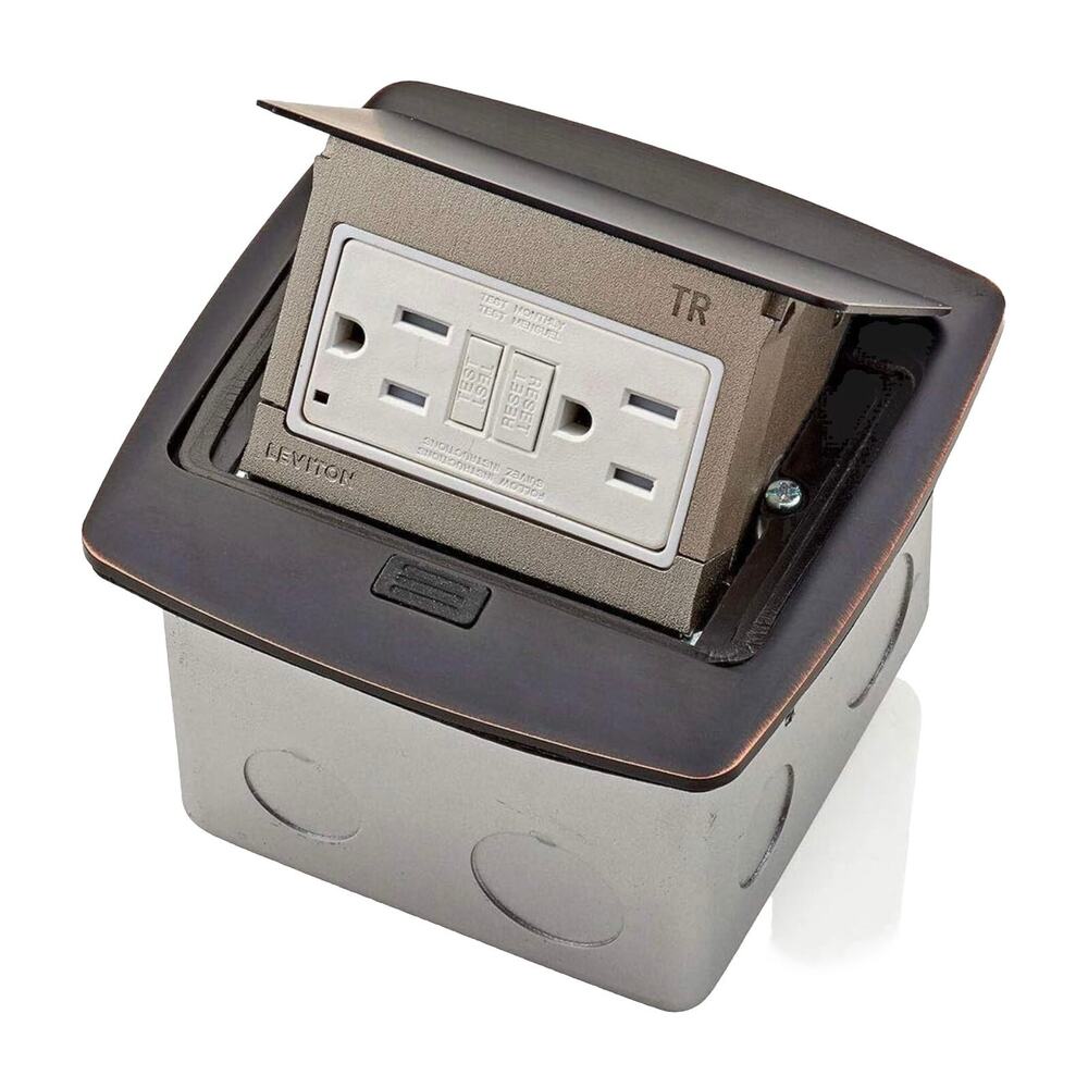 Leviton Bronze Pop-Up Floor Box 15 Amp, Tamper-Resistant Self-Test GFCI Outlet